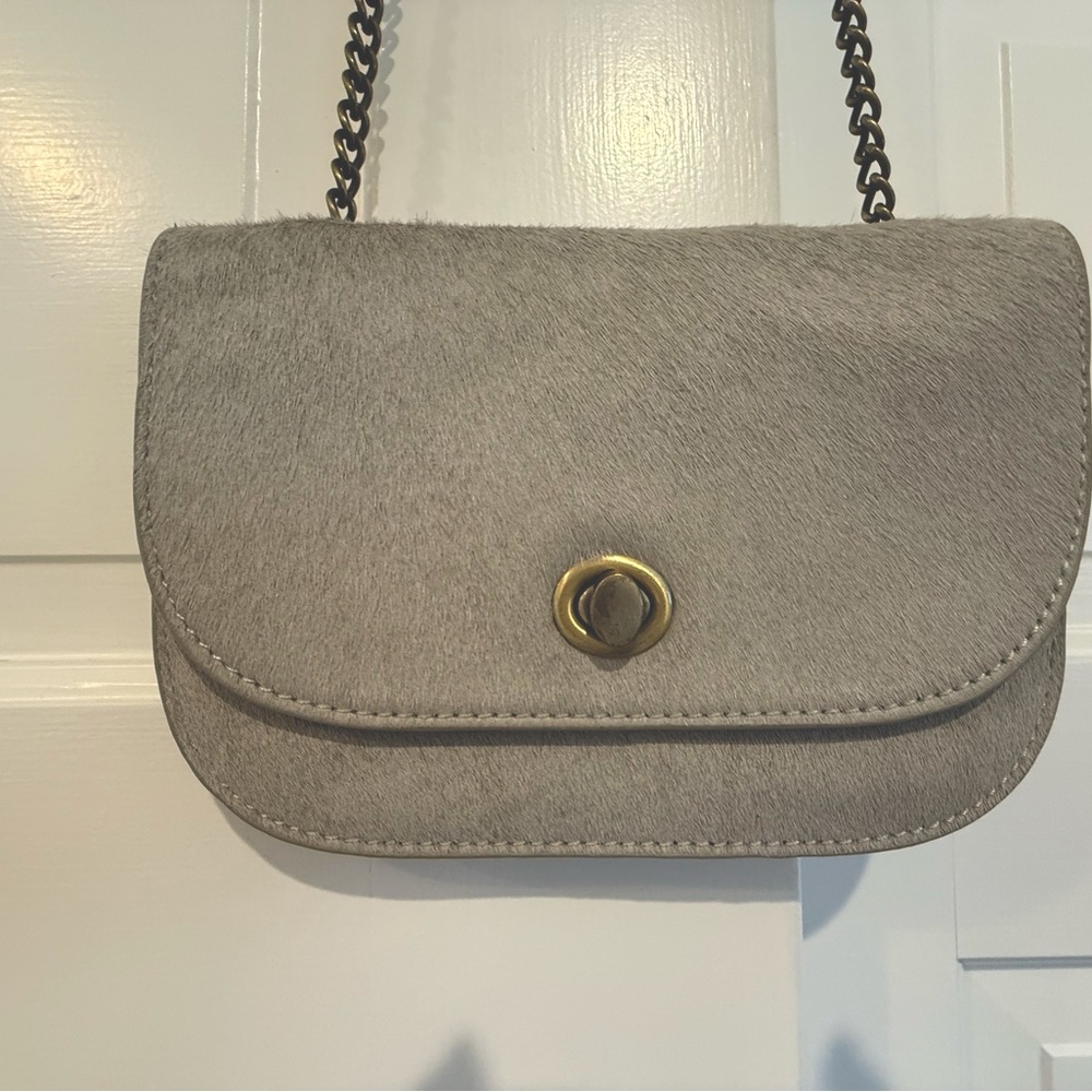 Gray faux horse hair crossbody
